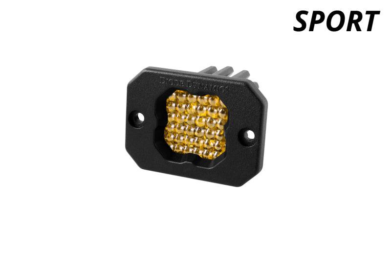 Diode Dynamics SSC1 Yellow Flood Sport Flush Mount ABL LED Pod (Single) - Universal Fitment