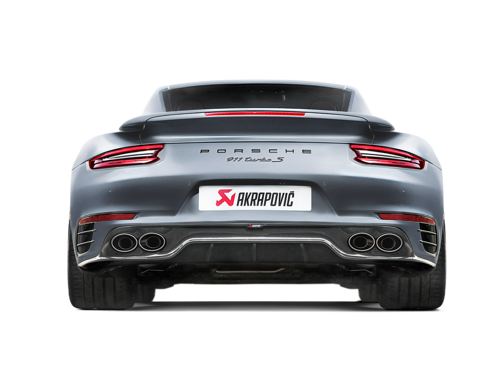 Akrapovic Titanium Slip-On Line Exhaust w/ Tips & Gloss Carbon Diffuser - Porsche 911 Turbo/Turbo S (991.2) 2017-2019