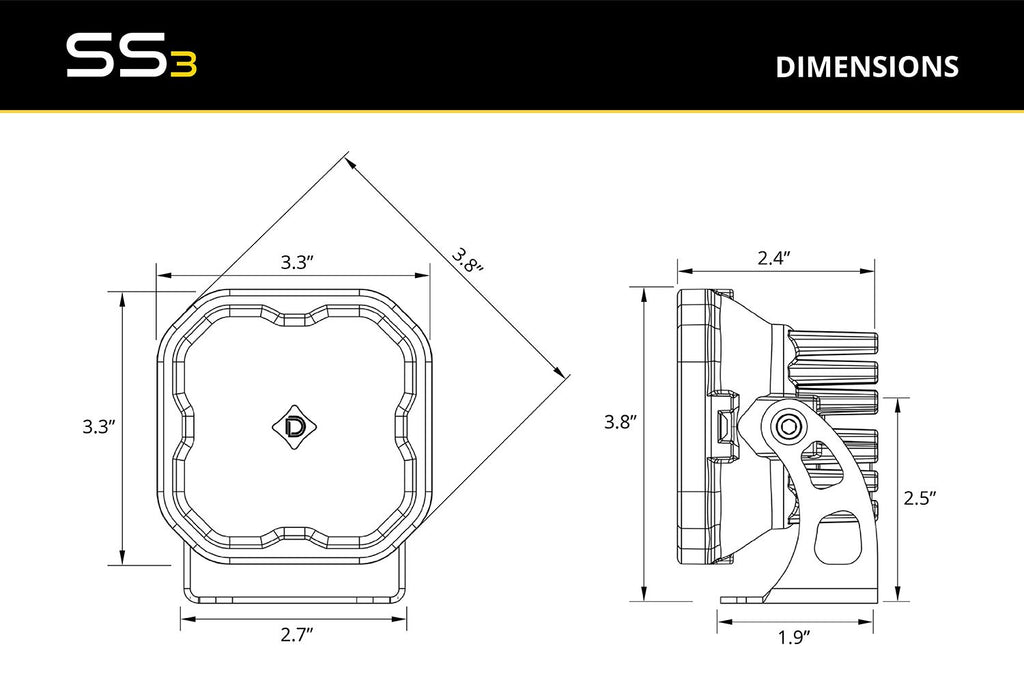 Diode Dynamics SS3 Dual-Color Wide LED Fog Light Pod (Single)