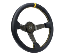 Load image into Gallery viewer, NRG Carbon Fiber Steering Wheel (350mm) Leather Trim w/Gold Stiching/Center Mark