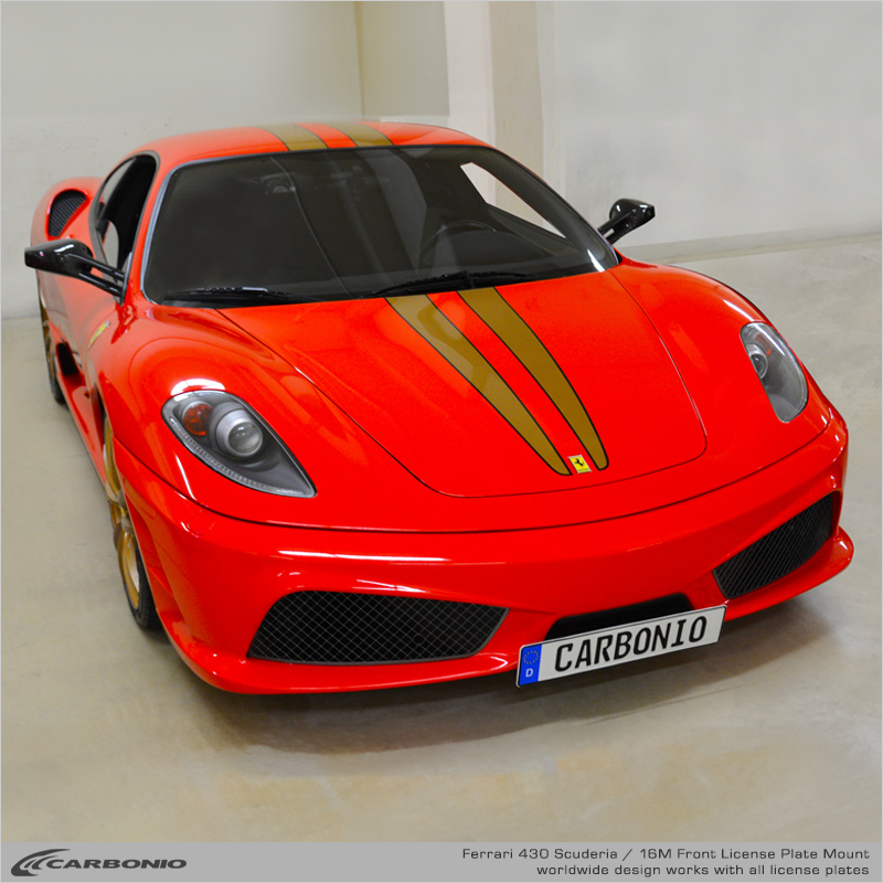 Carbonio No-Drill Front License Plate Mount - Ferrari F430 Scuderia & 16M 2007-2009