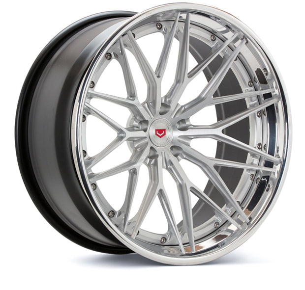 Vossen VPS-4 (3-Piece) Forged Brushed Cntr Polished Lip Raw Hardware Satin Black Wheel - 5x112 21x12.5 - McLaren 720 Fitment