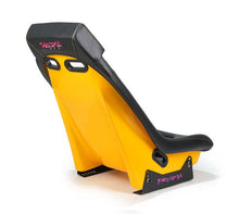 Load image into Gallery viewer, NRG GT Retro Bucket Seat - Black PVC Leather Yellow Stitching Yellow Glitter Fiberglass Back
