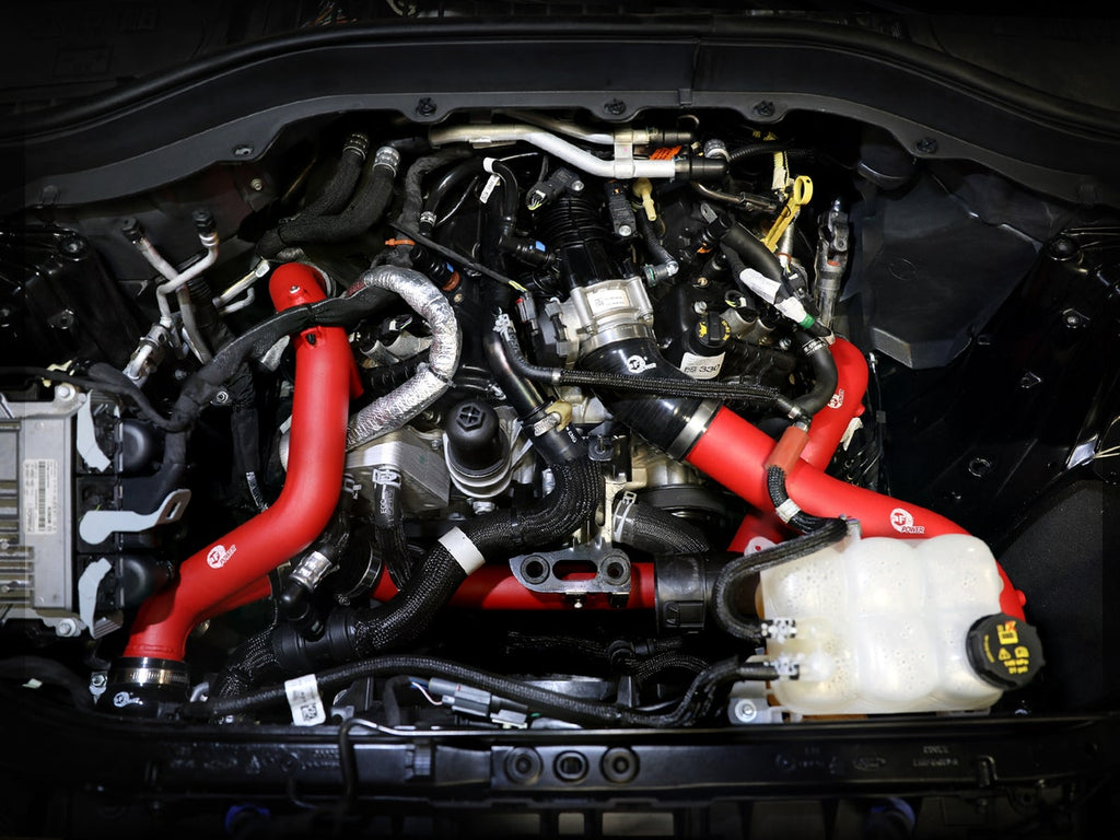 aFe BladeRunner Red Aluminum Hot & Cold Charge Pipe Kit - Ford Explorer & ST / Lincoln Aviator 2022-2024
