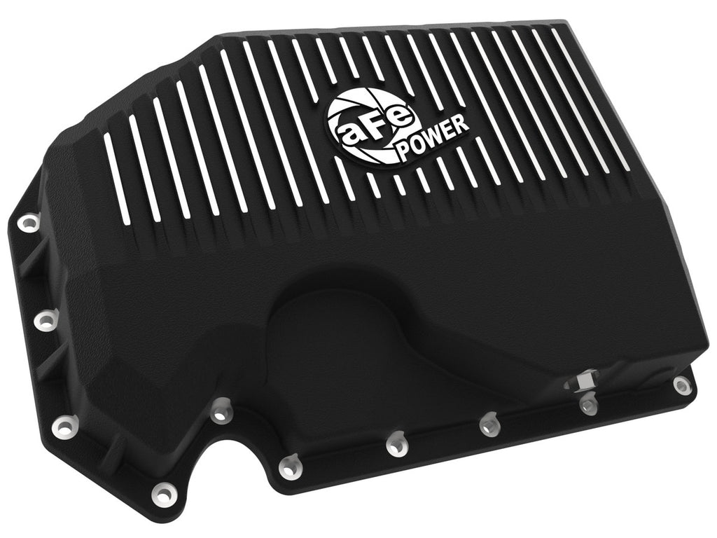 aFe Engine Oil Pan POWER Street Series w/ Machined Fins [Black; w/o Oil Sensor] - Audi & VW 1.8L / 2.0L Fitments