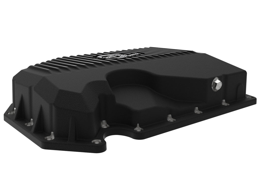 aFe Engine Oil Pan POWER Street Series w/ Machined Fins [Black; w/o Oil Sensor] - Audi & VW 1.8L / 2.0L Fitments