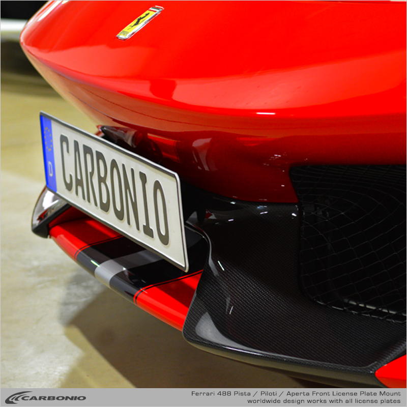 Carbonio No-Drill Front License Plate Mount - Ferrari 488 Pista 2019-2021