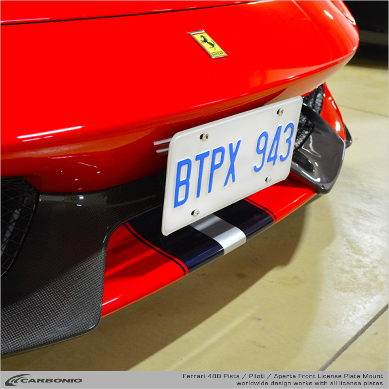 Carbonio No-Drill Front License Plate Mount - Ferrari 488 Pista 2019-2021