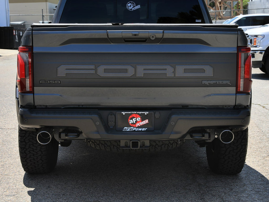 aFe Vulcan Series 3in to 3-1/2in Stainless Steel Catback Exhaust System (Black Tips) - Ford F-150 Raptor 2021-2024