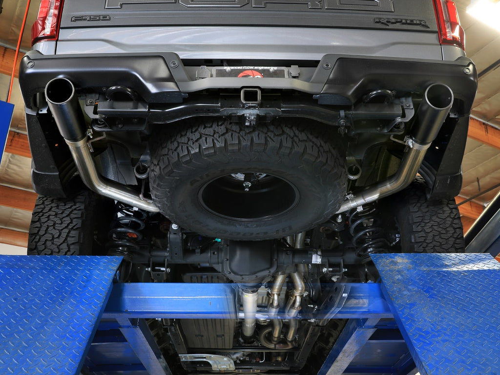 aFe Vulcan Series 3in to 3-1/2in Stainless Steel Catback Exhaust System (Black Tips) - Ford F-150 Raptor 2021-2024