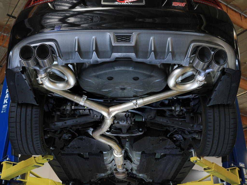 aFe Takeda 3in to 2-1/2in Stainless Catback Exhaust w/ Carbon Fiber Tip - Subaru WRX / STi 2015-2021