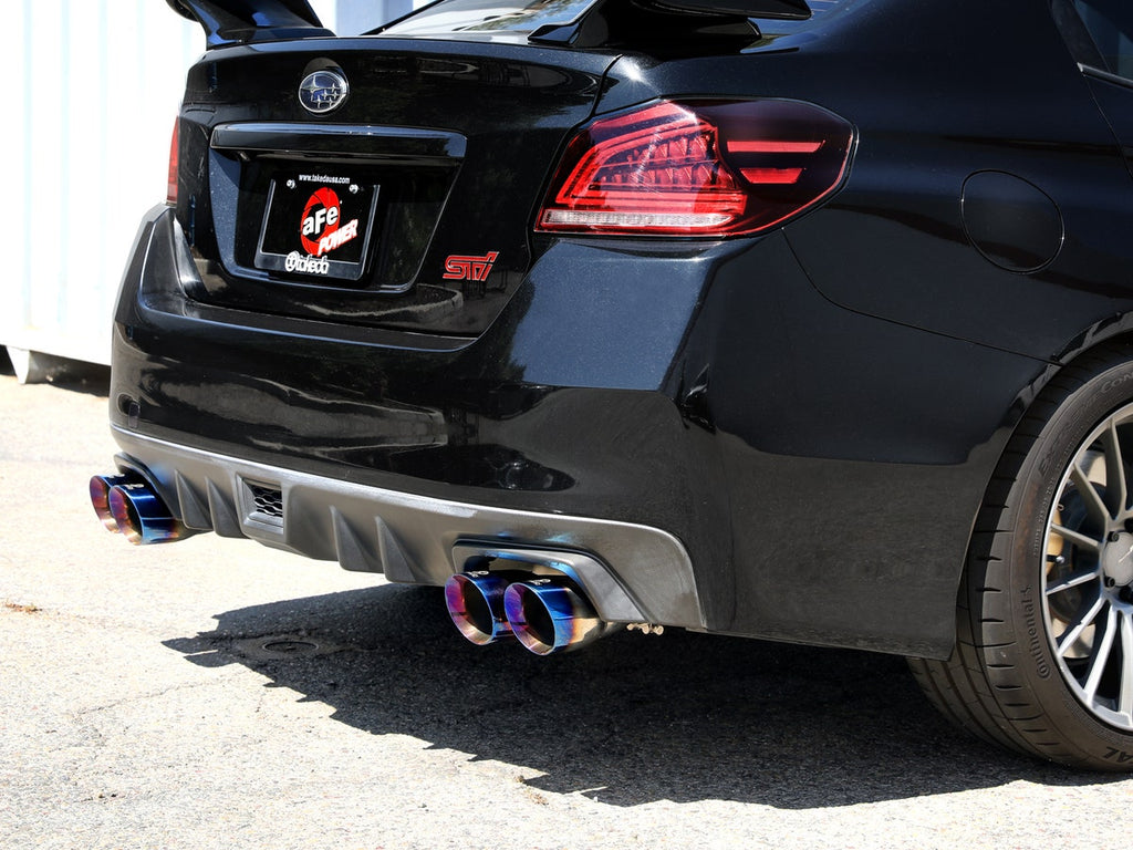aFe Takeda 3in to 2-1/2in Stainless Catback Exhaust w/ Blue Flame Tip - Subaru WRX / STi 2015-2021