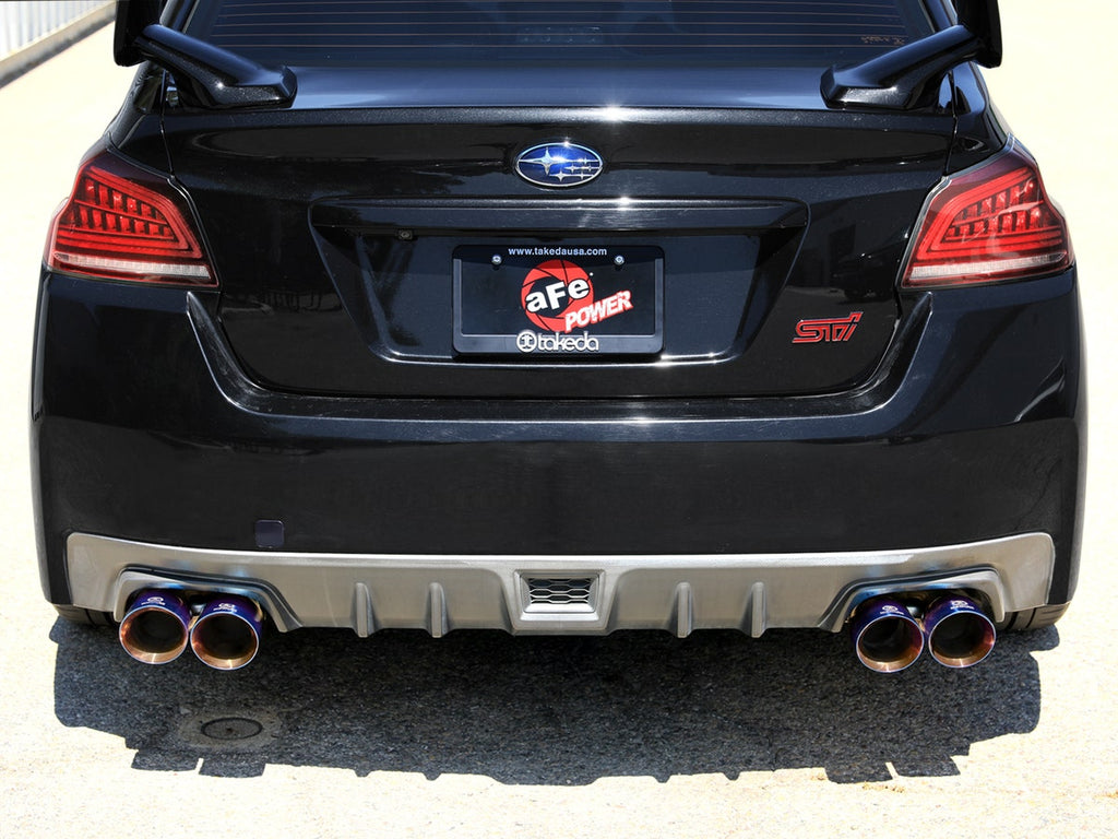 aFe Takeda 3in to 2-1/2in Stainless Catback Exhaust w/ Blue Flame Tip - Subaru WRX / STi 2015-2021