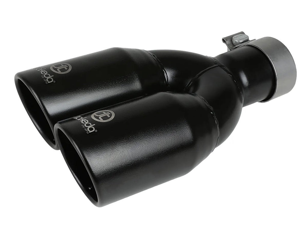 aFe Takeda 304 SS Black Clamp-on Exhaust Tip - 2-1/2in Inlet x 3-1/2in Outlet X 12in Length Universal