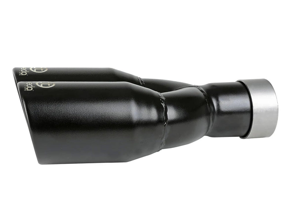 aFe Takeda 304 SS Black Clamp-on Exhaust Tip - 2-1/2in Inlet x 3-1/2in Outlet X 12in Length Universal