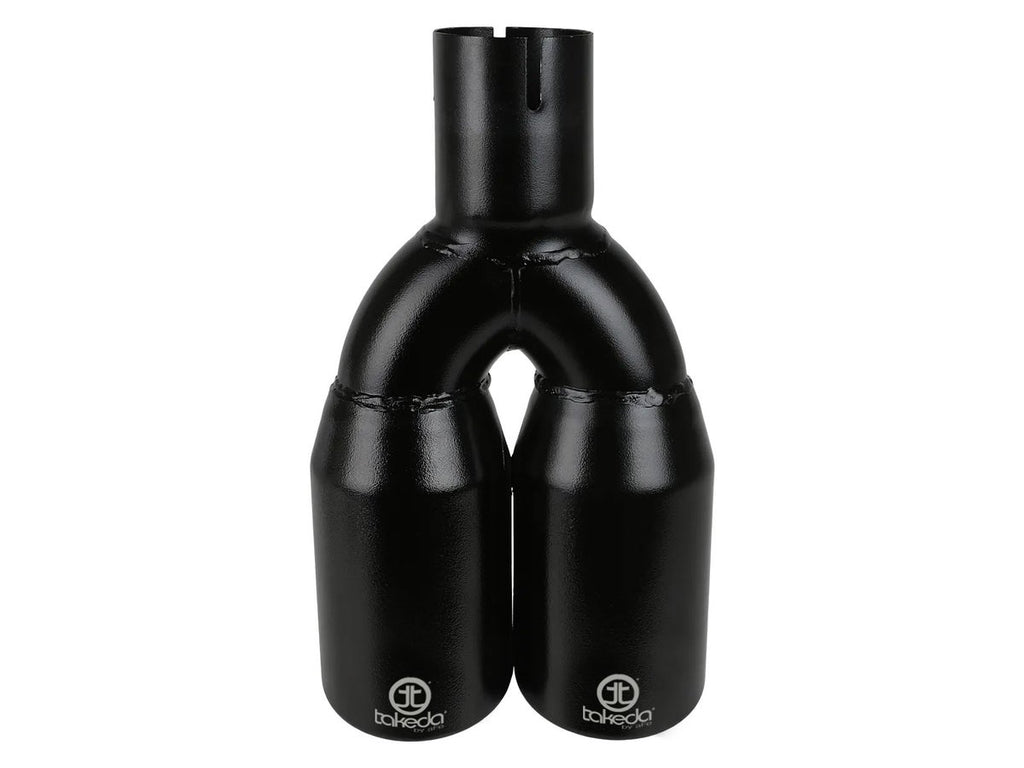 aFe Takeda 304 SS Black Clamp-on Exhaust Tip - 2-1/2in Inlet x 3-1/2in Outlet X 12in Length Universal