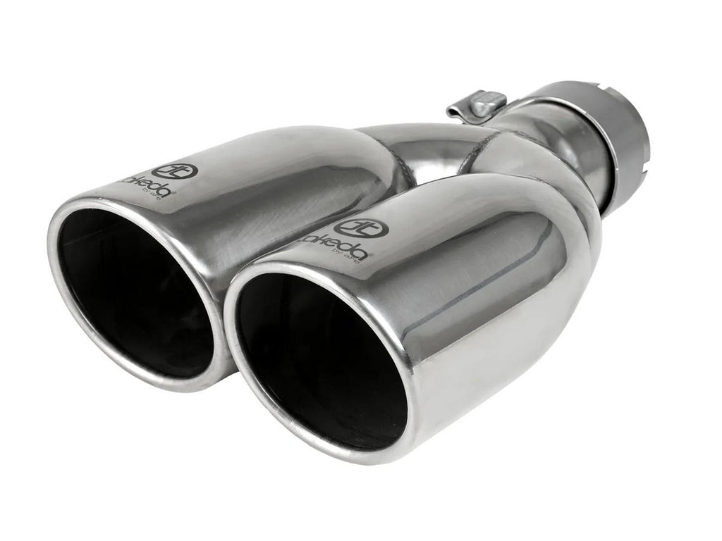 aFe Takeda 304 SS Polished Clamp-on Exhaust Tip - 2-1/2in Inlet x 3-1/2in Outlet X 12in Length Universal