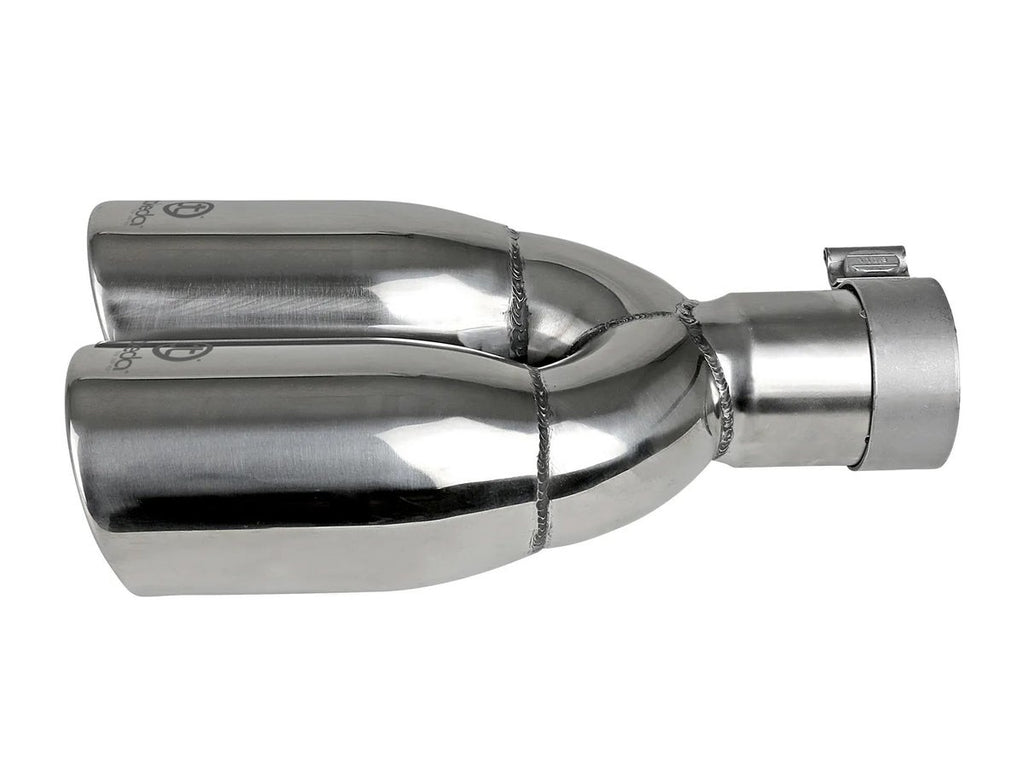 aFe Takeda 304 SS Polished Clamp-on Exhaust Tip - 2-1/2in Inlet x 3-1/2in Outlet X 12in Length Universal