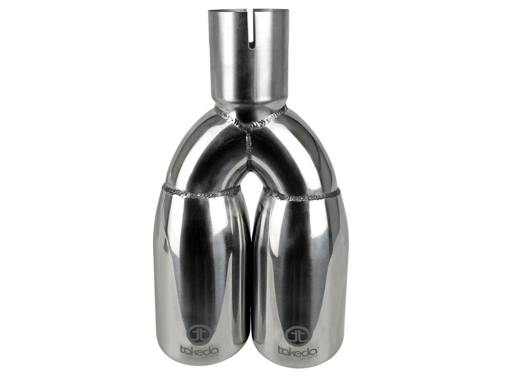 aFe Takeda 304 SS Polished Clamp-on Exhaust Tip - 2-1/2in Inlet x 3-1/2in Outlet X 12in Length Universal