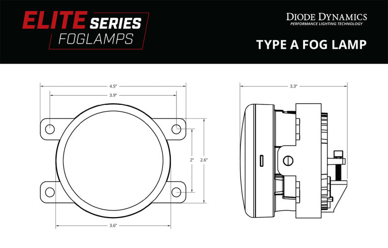 Diode Dynamics Elite Series Type A Fog Lamps [Yellow; Pair] - Multiple Fitments