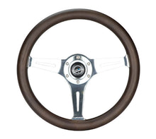 Load image into Gallery viewer, NRG Classic Wood Grain Wheel - 350mm 3 Chrome Silver Spokes Oak Color Wood