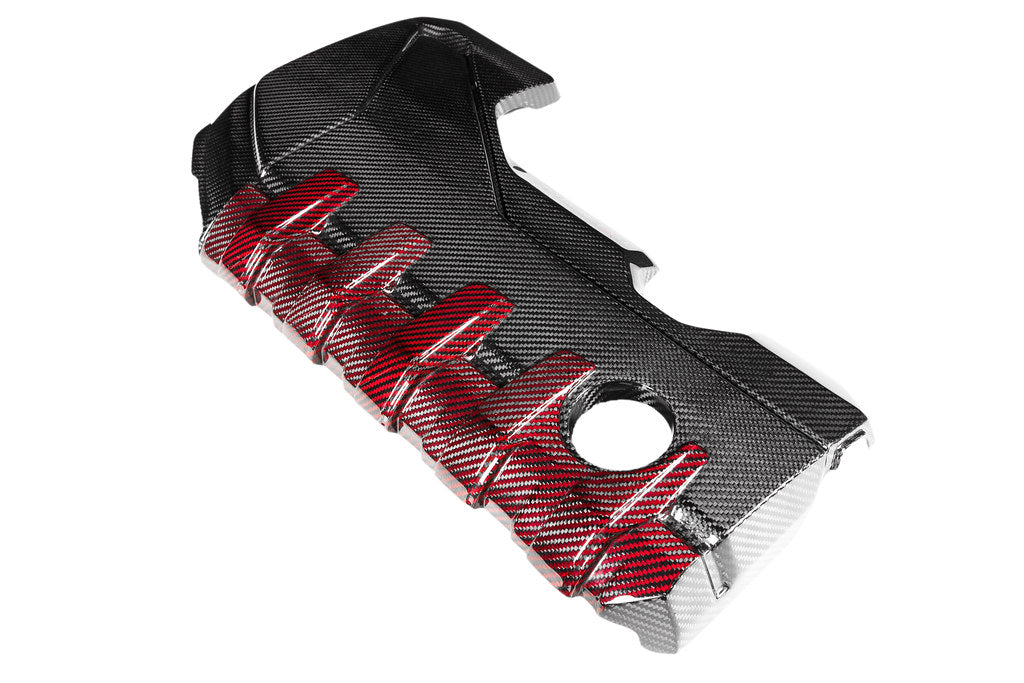 Eventuri Black Carbon and Red Kevlar Engine Cover - Audi RS3 (8V/8Y) 2017+ / TT RS (8S) 2018-2022
