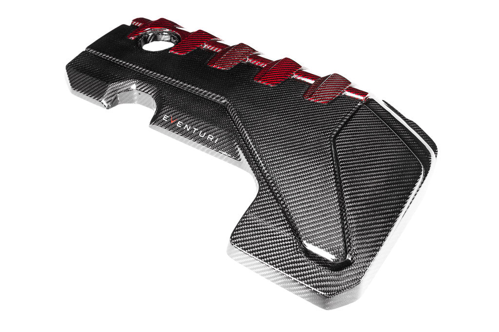 Eventuri Black Carbon and Red Kevlar Engine Cover - Audi RS3 (8V/8Y) 2017+ / TT RS (8S) 2018-2022