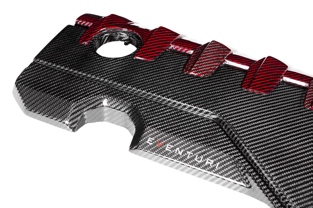 Eventuri Black Carbon and Red Kevlar Engine Cover - Audi RS3 (8V/8Y) 2017+ / TT RS (8S) 2018-2022