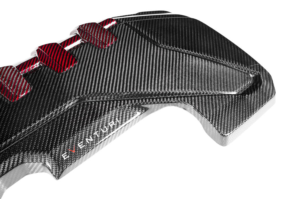 Eventuri Black Carbon and Red Kevlar Engine Cover - Audi RS3 (8V/8Y) 2017+ / TT RS (8S) 2018-2022