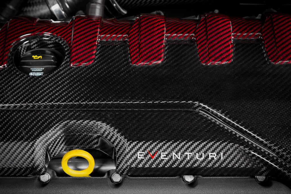 Eventuri Black Carbon and Red Kevlar Engine Cover - Audi RS3 (8V/8Y) 2017+ / TT RS (8S) 2018-2022
