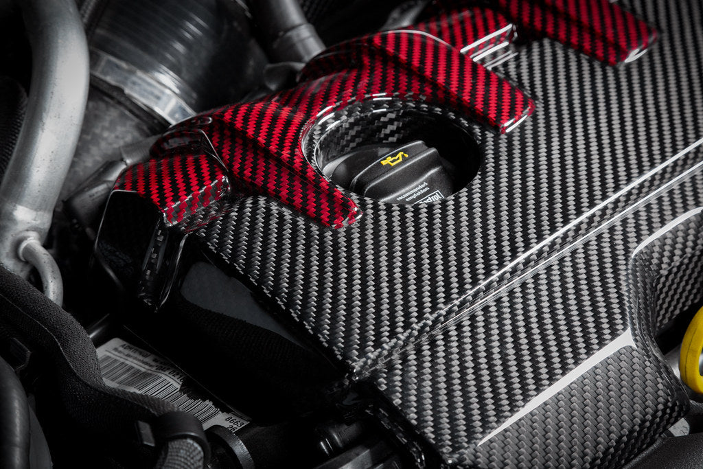 Eventuri Black Carbon and Red Kevlar Engine Cover - Audi RS3 (8V/8Y) 2017+ / TT RS (8S) 2018-2022