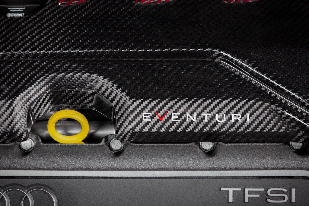 Eventuri Black Carbon and Red Kevlar Engine Cover - Audi RS3 (8V/8Y) 2017+ / TT RS (8S) 2018-2022