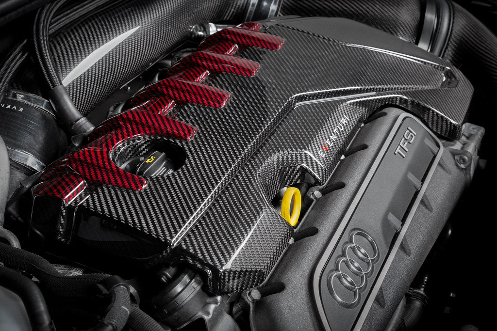 Eventuri Black Carbon and Red Kevlar Engine Cover - Audi RS3 (8V/8Y) 2017+ / TT RS (8S) 2018-2022