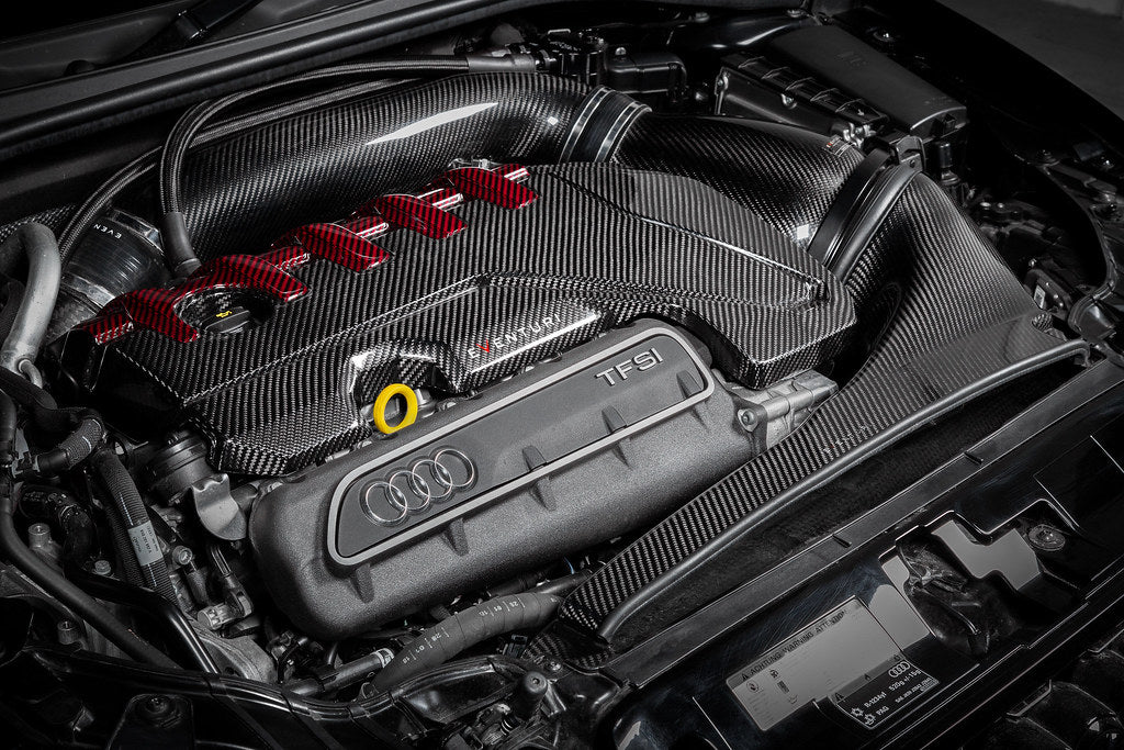 Eventuri Black Carbon and Red Kevlar Engine Cover - Audi RS3 (8V/8Y) 2017+ / TT RS (8S) 2018-2022