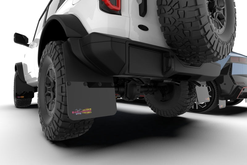 Rally Armor Black Mudflaps w/ BCE Logo - Ford Bronco (w/ Running Boards & Steel Rear Bumper) 2021-2025