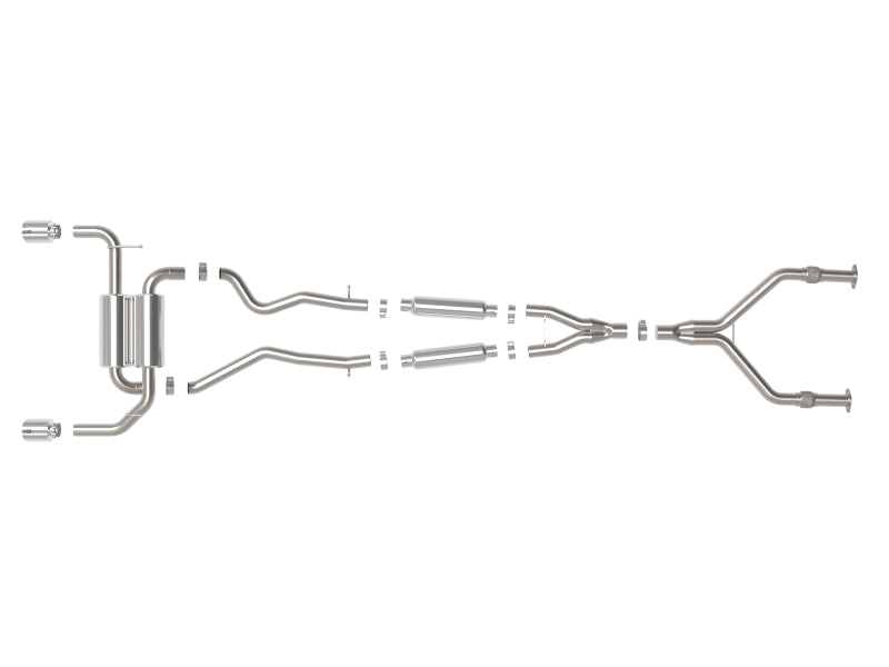 aFe Takeda 2-1/2 IN 304 Stainless Steel Cat-Back Exhaust System w/ Polished Tips - Infiniti Q50 3.7L 2014-2015