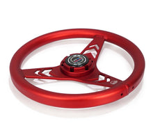 Load image into Gallery viewer, NRG Aluminum Steering Wheel 330mm - Arow Cutout - Ergonomic Grip - Anadized Red