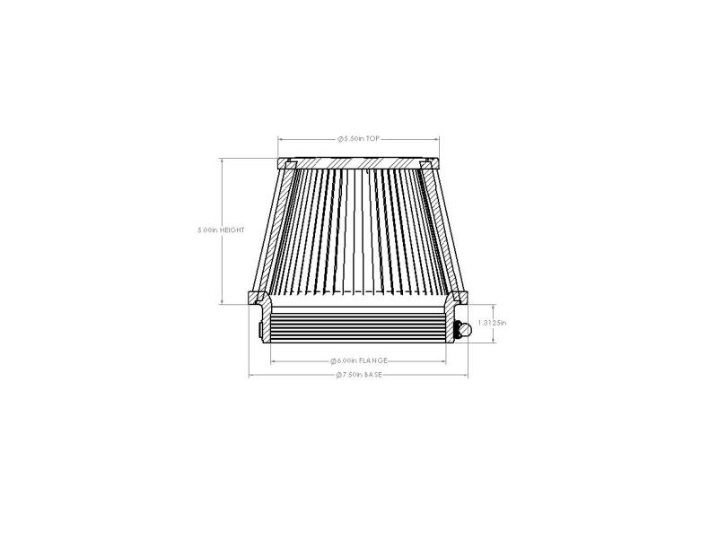 aFe POWER Clamp-On D2 Dura-Dry 6"F x 7.5"B x 5.5"T x 5"H Air Filter - Universal