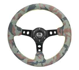 NRG Reinforced Steering Wheel (320mm) Sport/Suede Steering Wheel w/ Camo Pattern & Green Stiching
