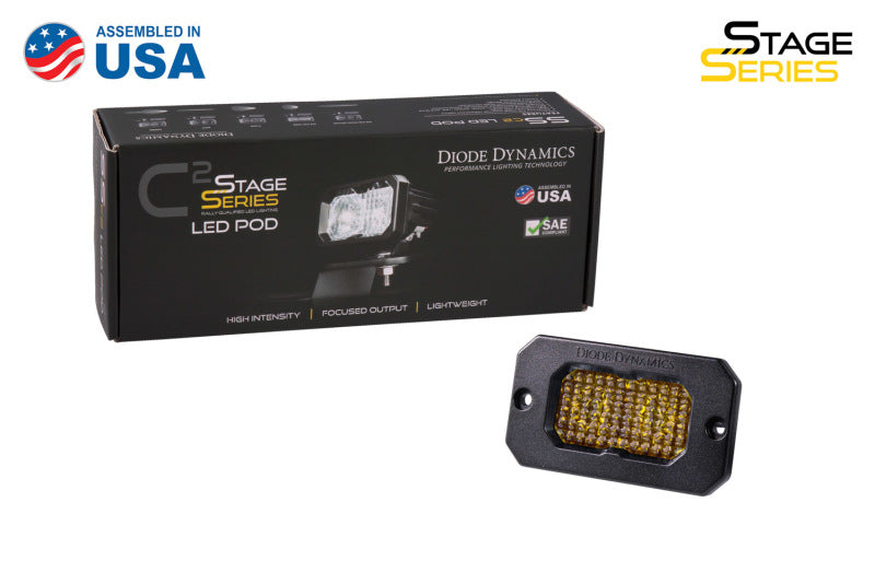 Diode Dynamics C2 1.0 SAE Yellow Fog Sport Flush Mount LED Pod (Single) - Universal Fitment