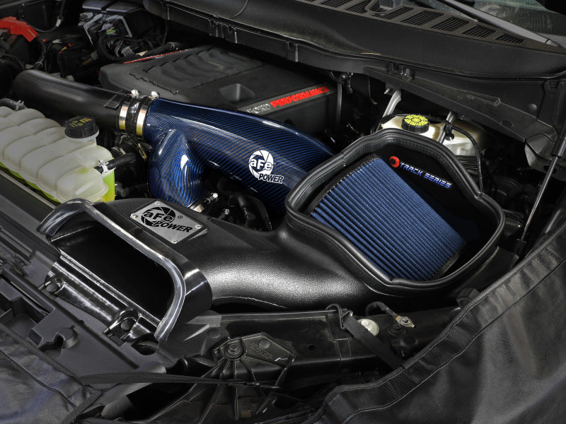 aFe Track Series Blue Kevlar Carbon Fiber Intake System w/Black Pro 5R Filter - Ford F-150 3.5TT 2017-2024