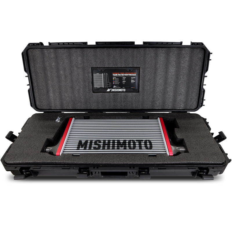 Mishimoto Universal Carbon Fiber Intercooler - Gloss Tanks - 525mm Silver Core - C-Flow - BL V-Band