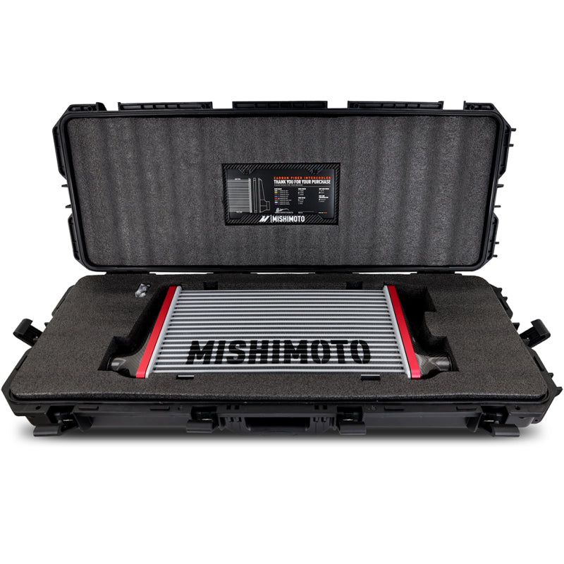 Mishimoto Universal Carbon Fiber Intercooler - Gloss Tanks - 600mm Silver Core - C-Flow - GR V-Band