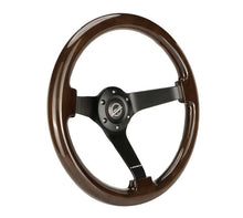 Load image into Gallery viewer, NRG Reinforced Steering Wheel (350mm) Dark Wood Grain - 3in Deep - Black 3-Spoke Center