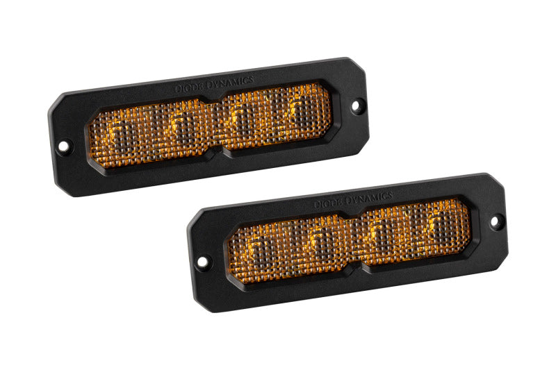 Diode Dynamics SS6 Yellow Flood Sport Flush Mount LED Light Bar (Pair)