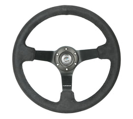 NRG Reinforced Steering Wheel (350mm / 3in. Deep) Blk Alcantara w/ Blk Stitching - Matte Black Spoke