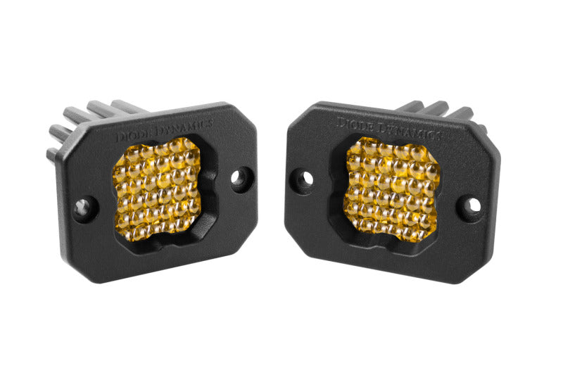 Diode Dynamics SSC1 Yellow Flood Sport Flush Mount ABL LED Pod (Pair) - Universal Fitment