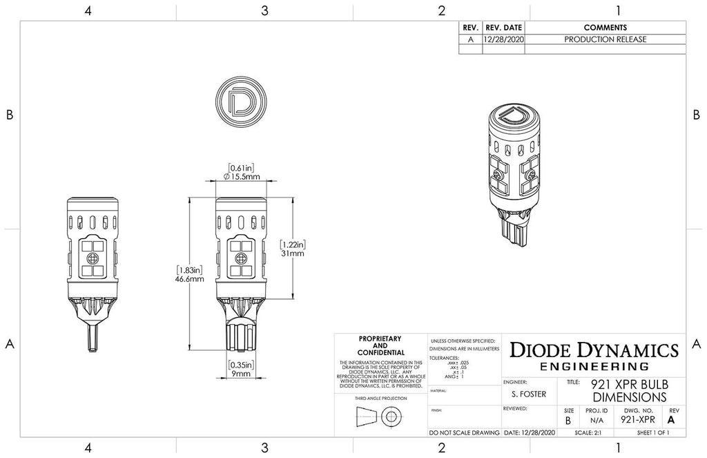 Diode Dynamics 921 XPR Red 3rd Brake Light LED Bulbs (Pair) - Multiple Fitments