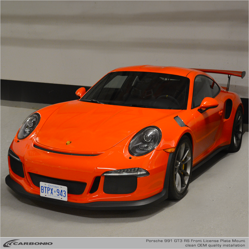 Carbonio No-Drill Front License Plate Mount - Porsche 911 GT3 / GT3 RS / GT2 RS / Speedster (991.1) 2014-2019