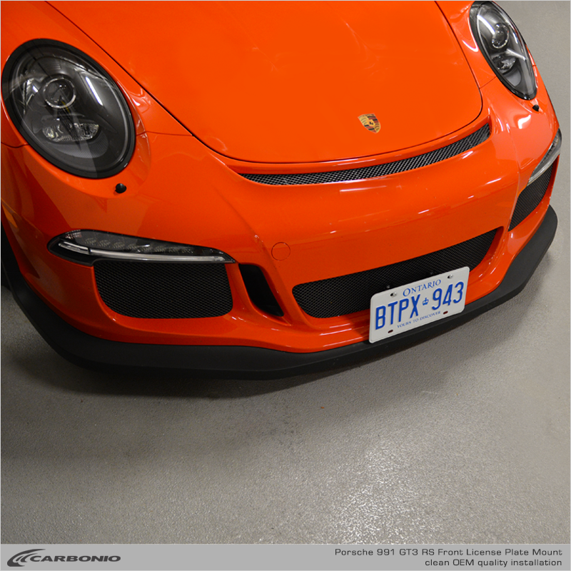 Carbonio No-Drill Front License Plate Mount - Porsche 911 GT3 / GT3 RS / GT2 RS / Speedster (991.1) 2014-2019